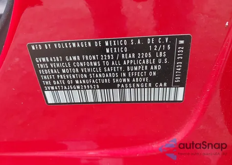 2016 Volkswagen Jetta 2.0T Gli Se z USA, uszkodzony, nr VIN 3VW4T7AJ5GM299529